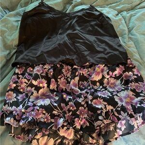 Adore me satin cami pajamas in black floral